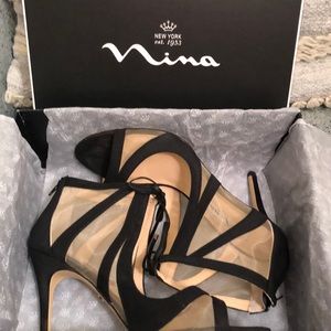Nina Black Sheer Heels